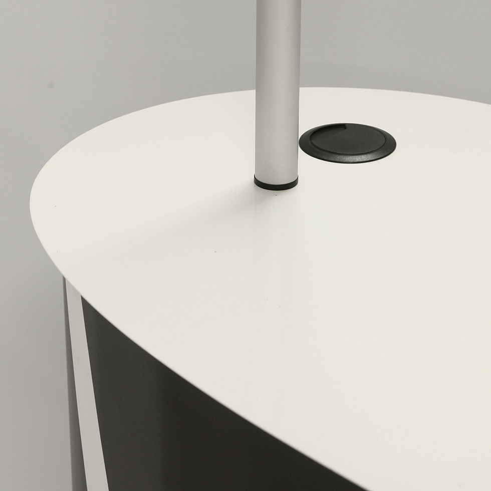 particolare-tubolare-insegna balcão de receção portátil nuvola com letreiro