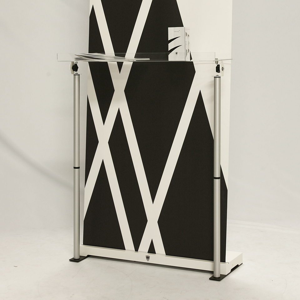 prateleira de plexiglass para roll-up