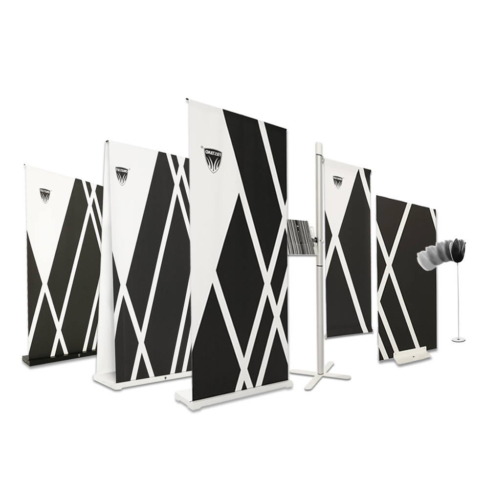 gama de displays roll-up portáteis