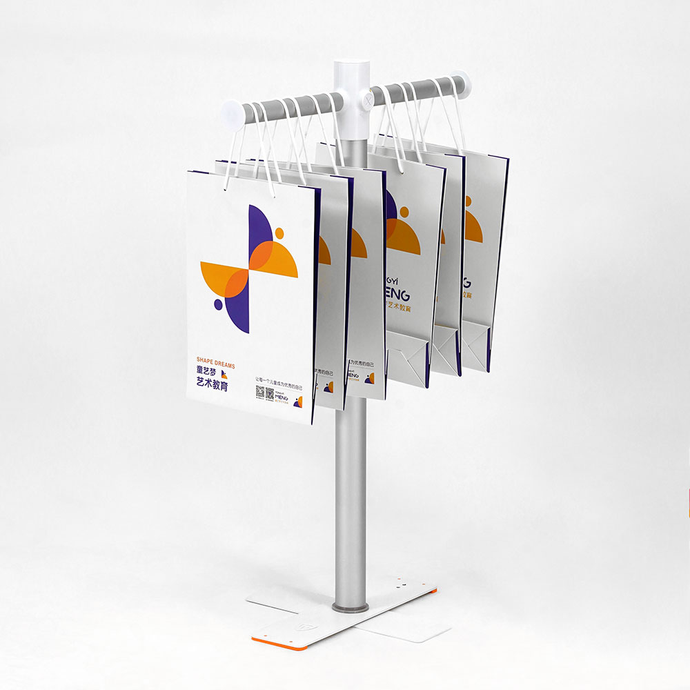 expositor para sacos e sacolas feira